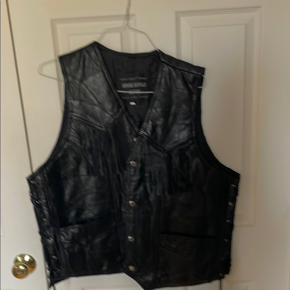 Black Leather Vest buffalo leather 4x biker vest